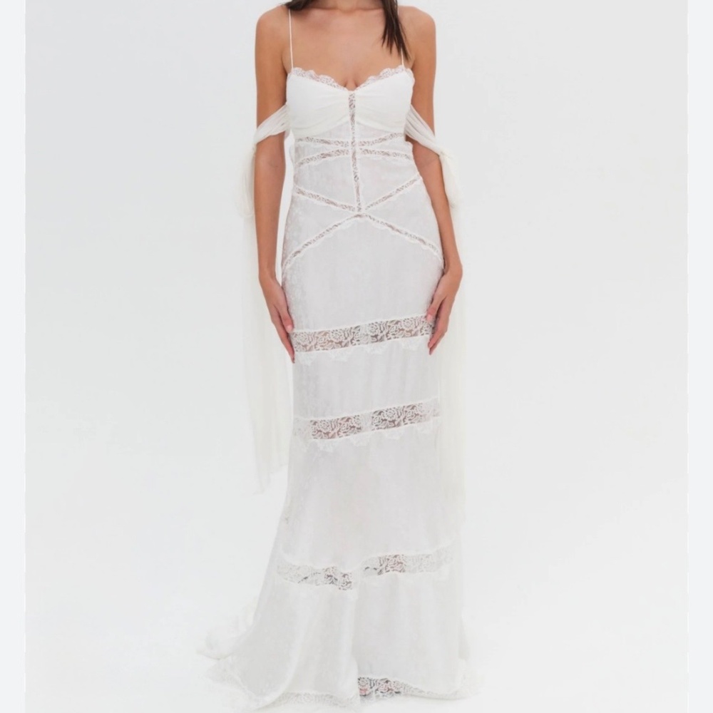 For Love & Lemons 100% Silk Rita Ivory Dress NWT